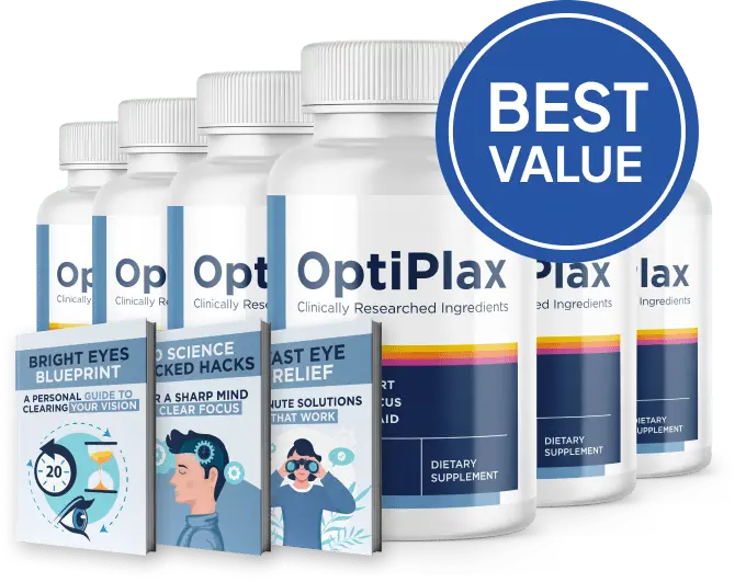 Six OptiPlax bottles and three bonus guides